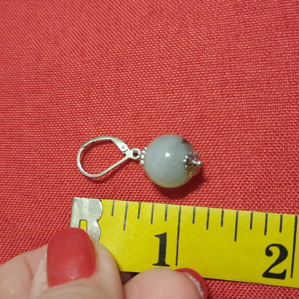 JADE STERLING SILVER EARRINGS. - Picture 8 of 8